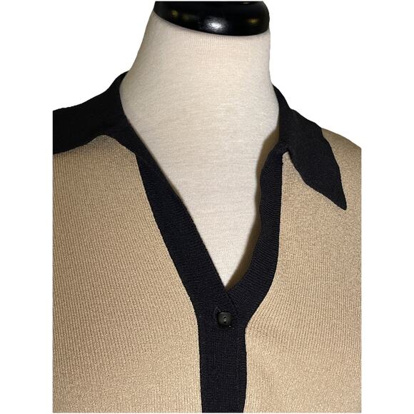 Loft Women's Cream / Black Cardigan Sweater Button Closure Size M - Picture 2 of 4
